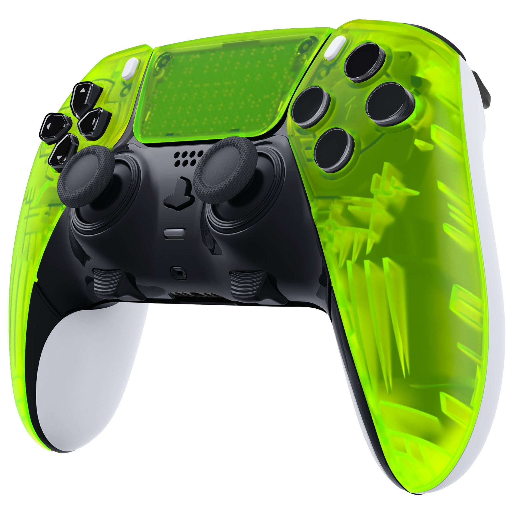 eXtremeRate Clear Lime Green Replacement Faceplate Shell & Touchpad Cover for PS5 Edge Controller - DIY Custom Front Housing Compatible with PS5 Edge Controller - Perfect for Gaming, Modding, and Controller Customization