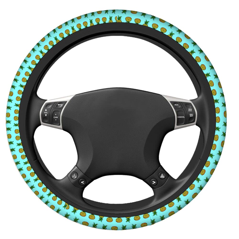 Swono Pineapple Blue Cartoon Steering Wheel Cover - Soft Anti-Slip for Women & Girls | Perfect for Sedan, Van, SUV