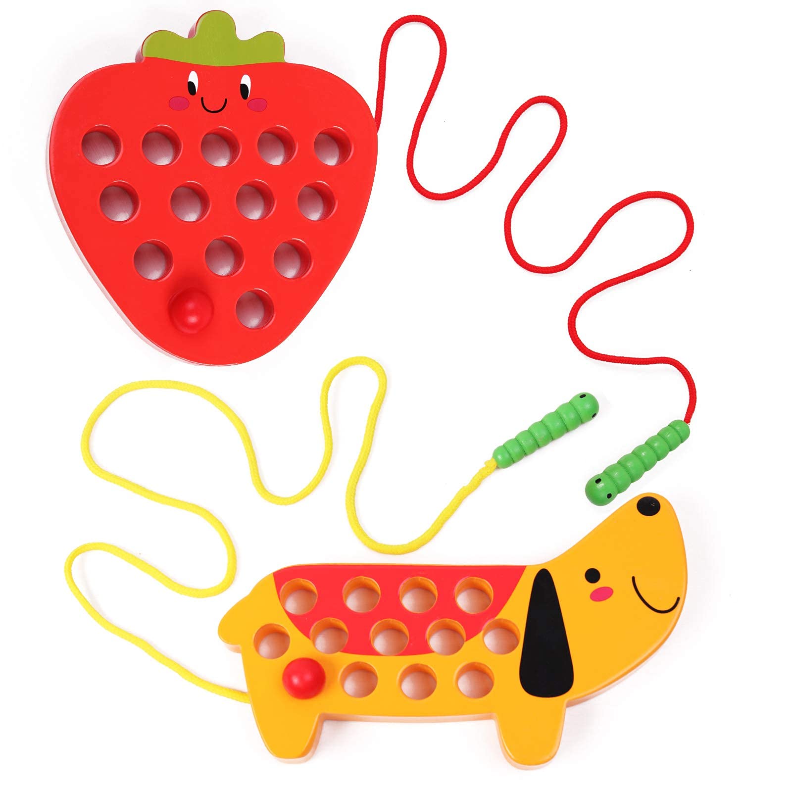 Wooden Lacing Threading Toys & Math Counting Hundred Board - Montessori Learning Toys for Toddlers, Fine Motor Skills Development, Preschool Educational Activities - Perfect for Classroom, Homeschooling & Early Childhood Education