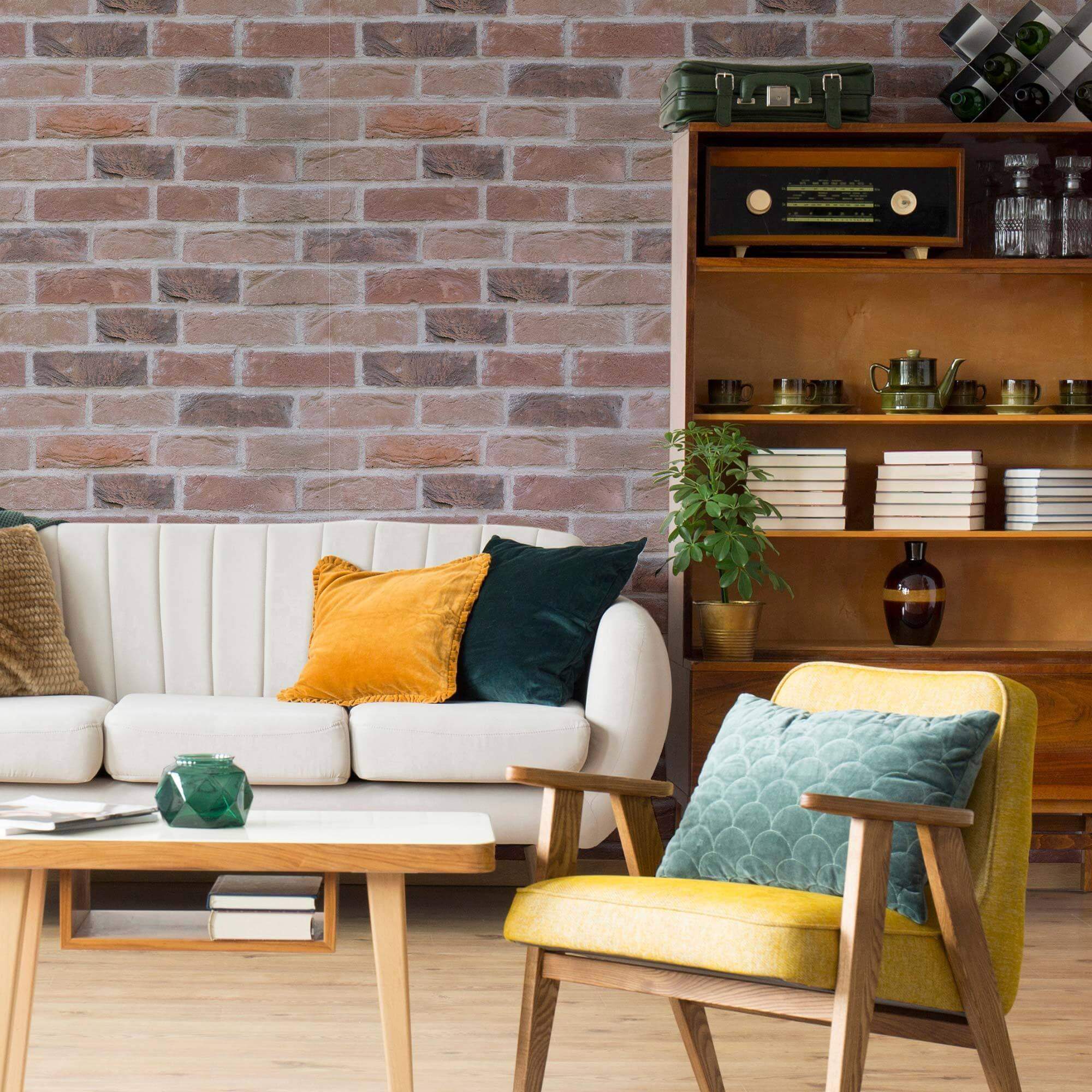 Red Brick Peel and Stick Removable Wallpaper 0656 - Self-Adhesive Decorative Wall Covering for Home Office, Bedroom & Living Room Decor