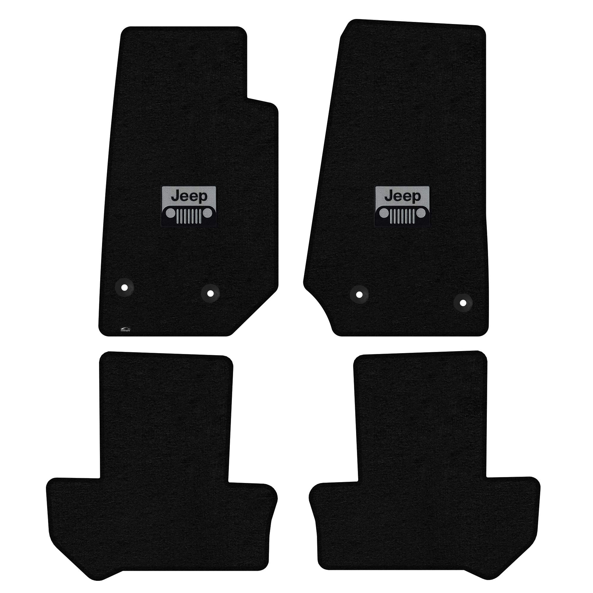 Premium Custom-Fit Carpeted Floor Mats for Jeep Wrangler JK 2014-2018 - Luxury Car Floor Liners with 'Grill' Logo (Black, 4-Piece Set) - Perfect for Off-Road Adventures & Daily Commutes