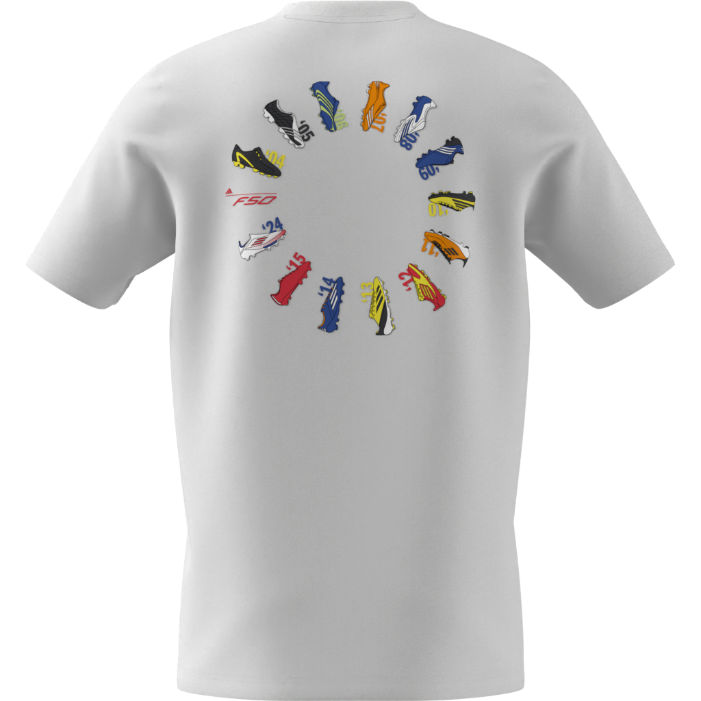 Adidas F50 History Graphic T-Shirt for Men - White Cotton Short Sleeve Tee - Perfect for Soccer Fans, Casual Wear & Sports Outfits