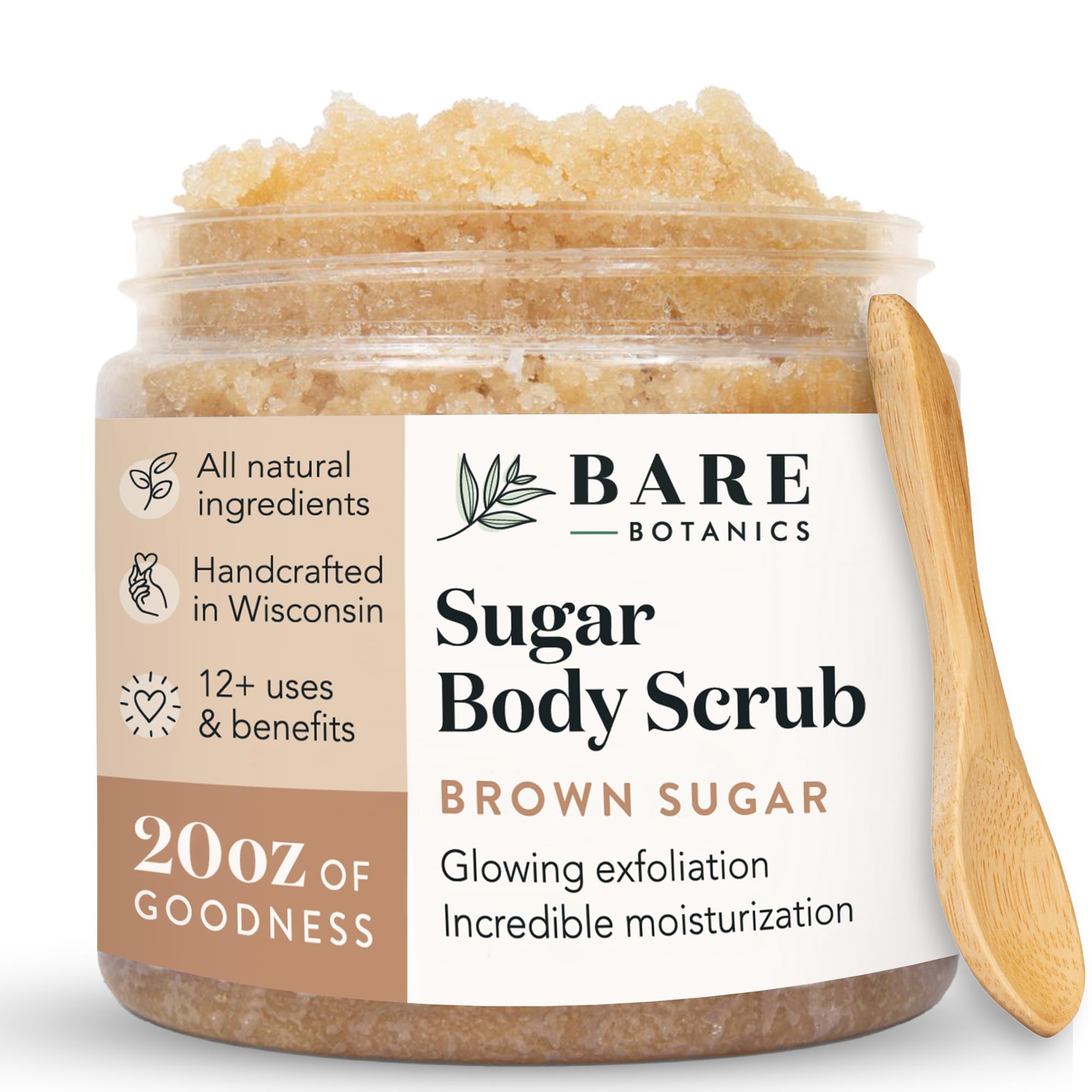 Bare Botanics Organic Castor Oil for Hair Growth & Body Moisturizer + Coconut Vanilla Brown Sugar Scrub - Natural Skincare Set for Dry Skin, Scalp Care & Exfoliation - Perfect for Spa Day & Self Care Routine