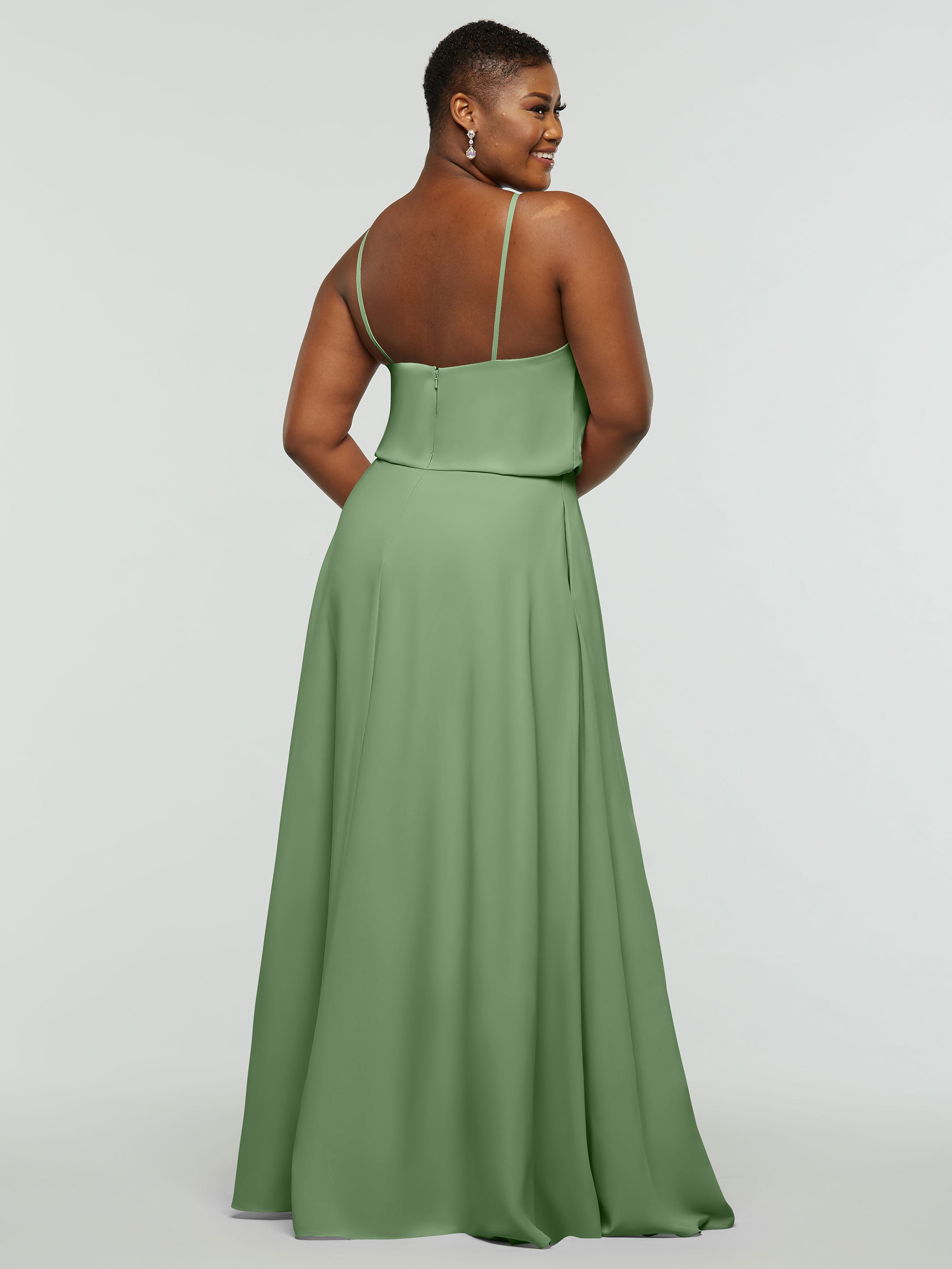 Elegant 83015 Stretch Chiffon A-Line Bridesmaid Dress with Halter Neckline - Perfect for Weddings, Formal Events & Special Occasions