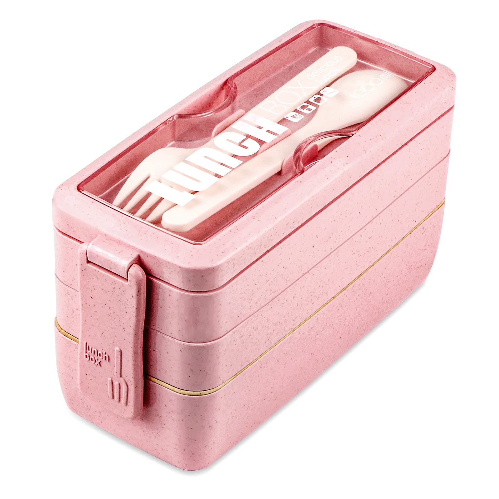 Eco-Friendly Wheat Straw Bento Box - 3-in-1 Leakproof Stackable Lunch Container for Adults & Kids | Perfect for Meal Prep, School Lunches, Office Meals & Picnics