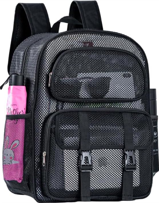 Mesh Backpack for School, Heavy Duty Clear Transparent Backpack for Women & Men - Durable Student Backpack for Travel, Gym & Outdoor Activities (3 Sizes Available)