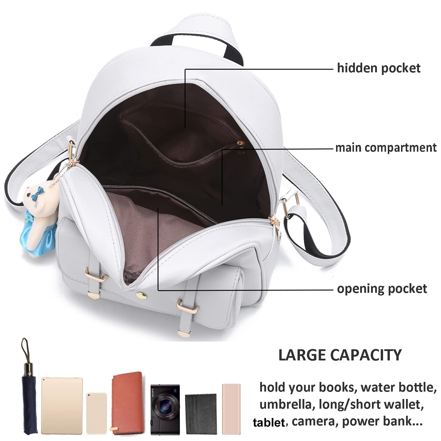 Cute Mini Backpack for Girls - PU Leather Small Backpack Purse Set for Teens & Kids | School, Travel, Shopping & Daily Use