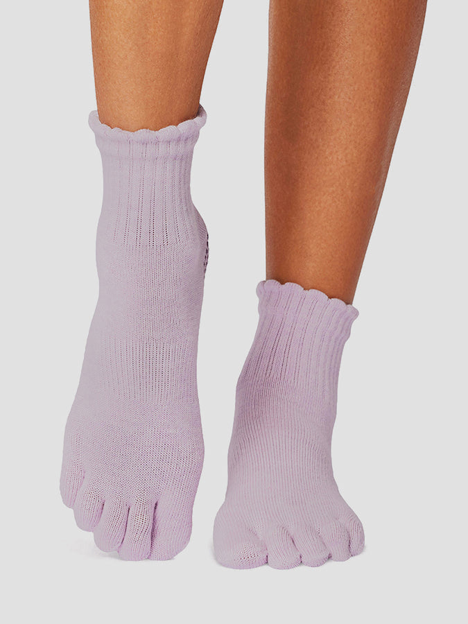 ToeSox Melody Scallop Full Toe Grip Yoga Socks for Women - Non-Slip Workout Socks for Pilates, Barre & Dance - Breathable Cotton Blend for Home & Studio Fitness