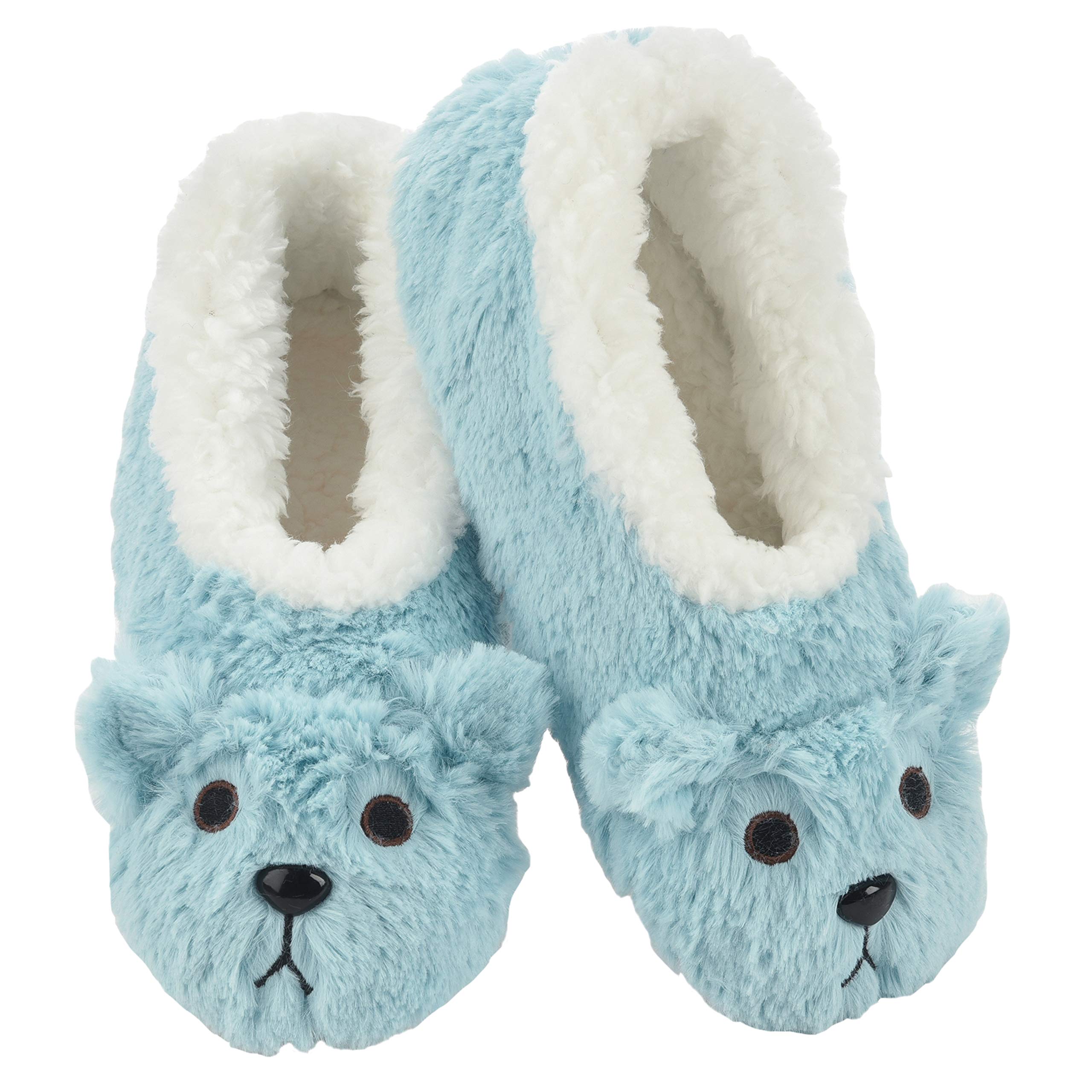 Women's Fuzzy Bear Fur Slippers - Cozy Blue Animal Slipper Socks for Indoor Comfort | Perfect for Winter Lounging & Home Relaxation