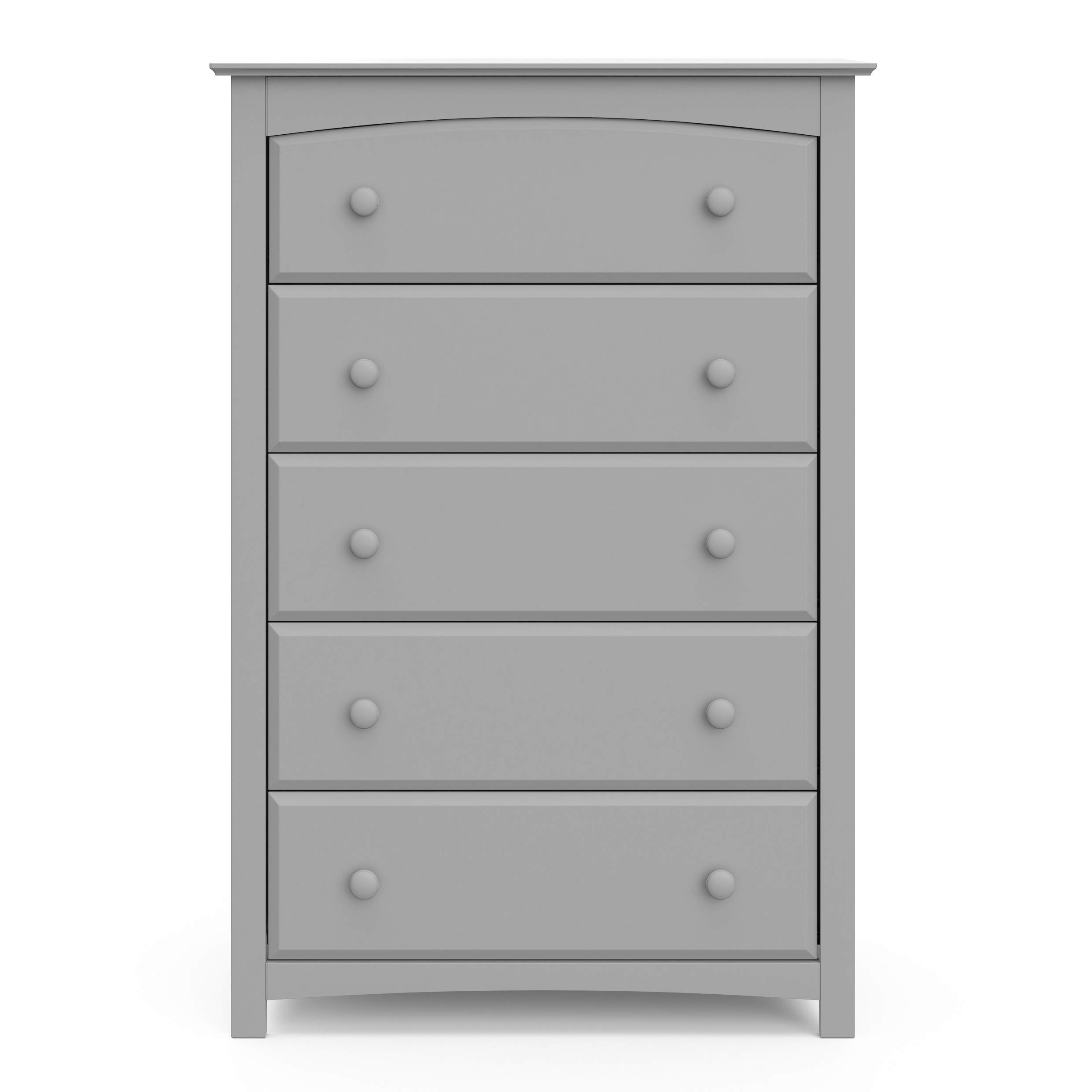 Storkcraft Kenton 5-Drawer Universal Dresser in Pebble Gray - Solid Wood & Composite Kids Bedroom Dresser with Smooth Gliding Drawers - Perfect for Nursery, Toddler Room & Children's Bedroom Storage Solutions