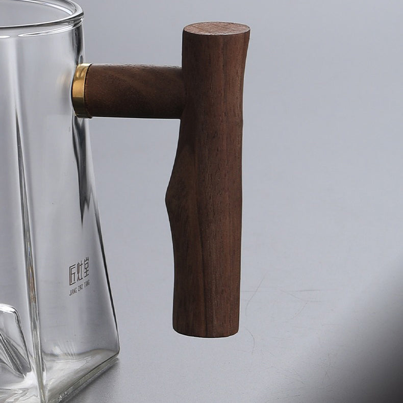 Premium Mountain Glass Fair Cup with Wooden Handle - Durable & Stylish Drinking Glass for Coffee, Tea, Cocktails - Perfect for Home, Office, Camping & Outdoor Use