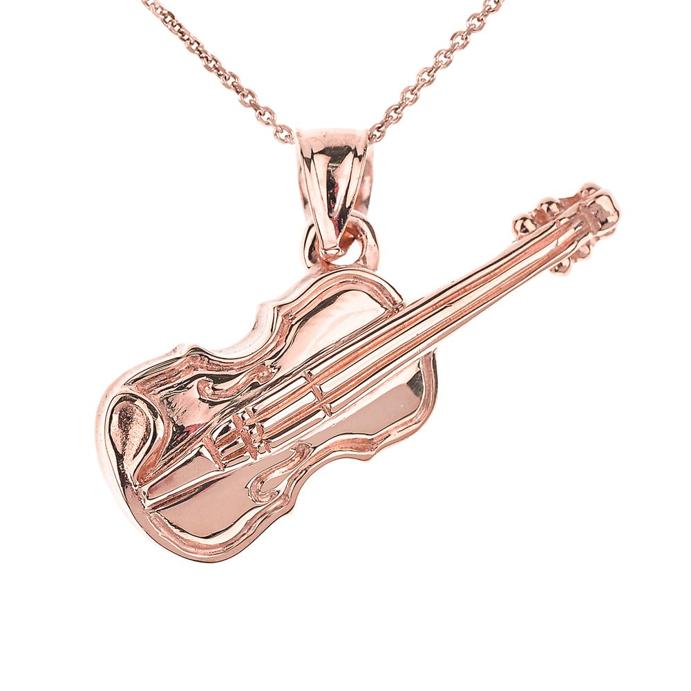 10K Rose Gold Violin Music Note Charm Pendant Necklace for Women - Elegant Jewelry Gift for Musicians, Music Lovers & Special Occasions