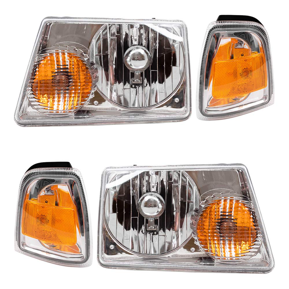 2006-2011 Ford Ranger Pickup Replacement Headlights with Park Signals - Brock LED Headlight Assembly for Improved Night Driving & Safety (Pair) - Perfect for Off-Roading, Commuting & Truck Upgrades