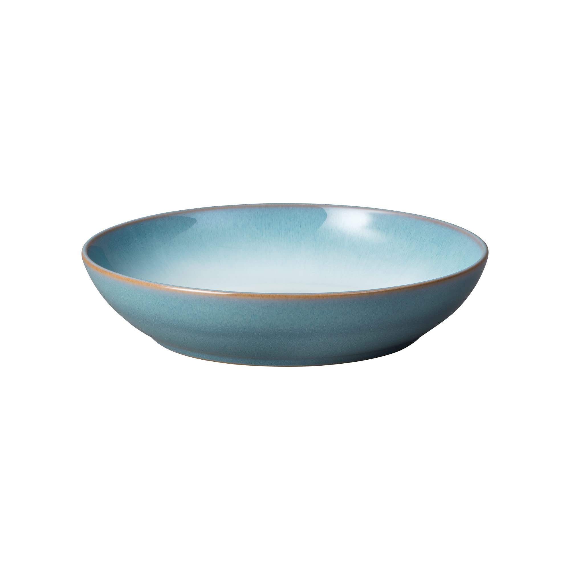 Denby Azure Haze Blue Pasta Bowls Set of 4 - 35oz Large Stoneware Ceramic Serving Bowls for Pasta, Salad, Soup - Dishwasher, Microwave & Freezer Safe - Blue & White Reactive Glaze - Chip Resistant - Perfect for Family Dinners & Entertaining