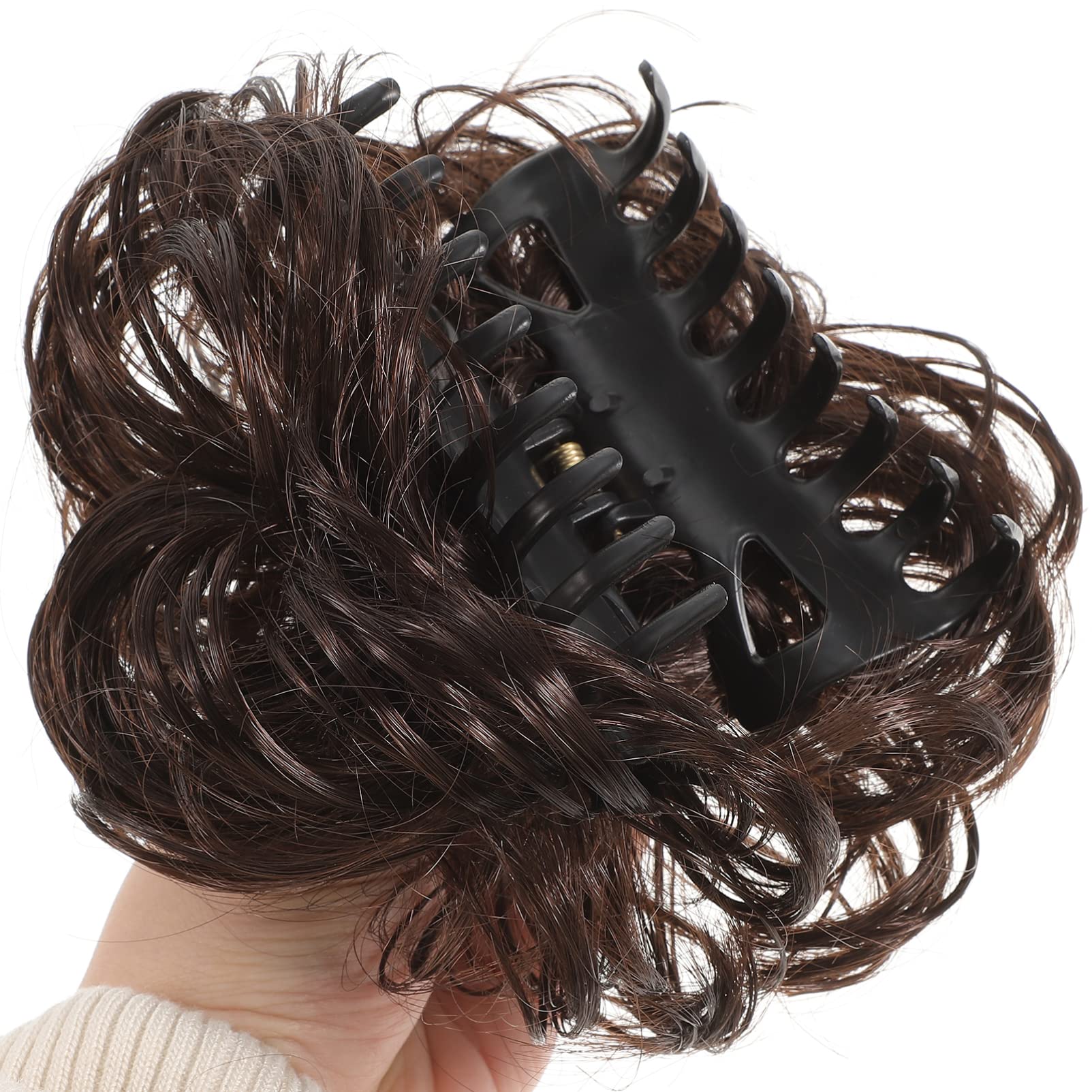 Lurrose 2Pcs Women's Hair Barrettes - Short Human Hair Extension Bun with Elastic Rubber Bands, Fake Buns & Fiber Bread for Natural Look | Perfect for Updos, Ponytails, and Miss Curls Hairstyles