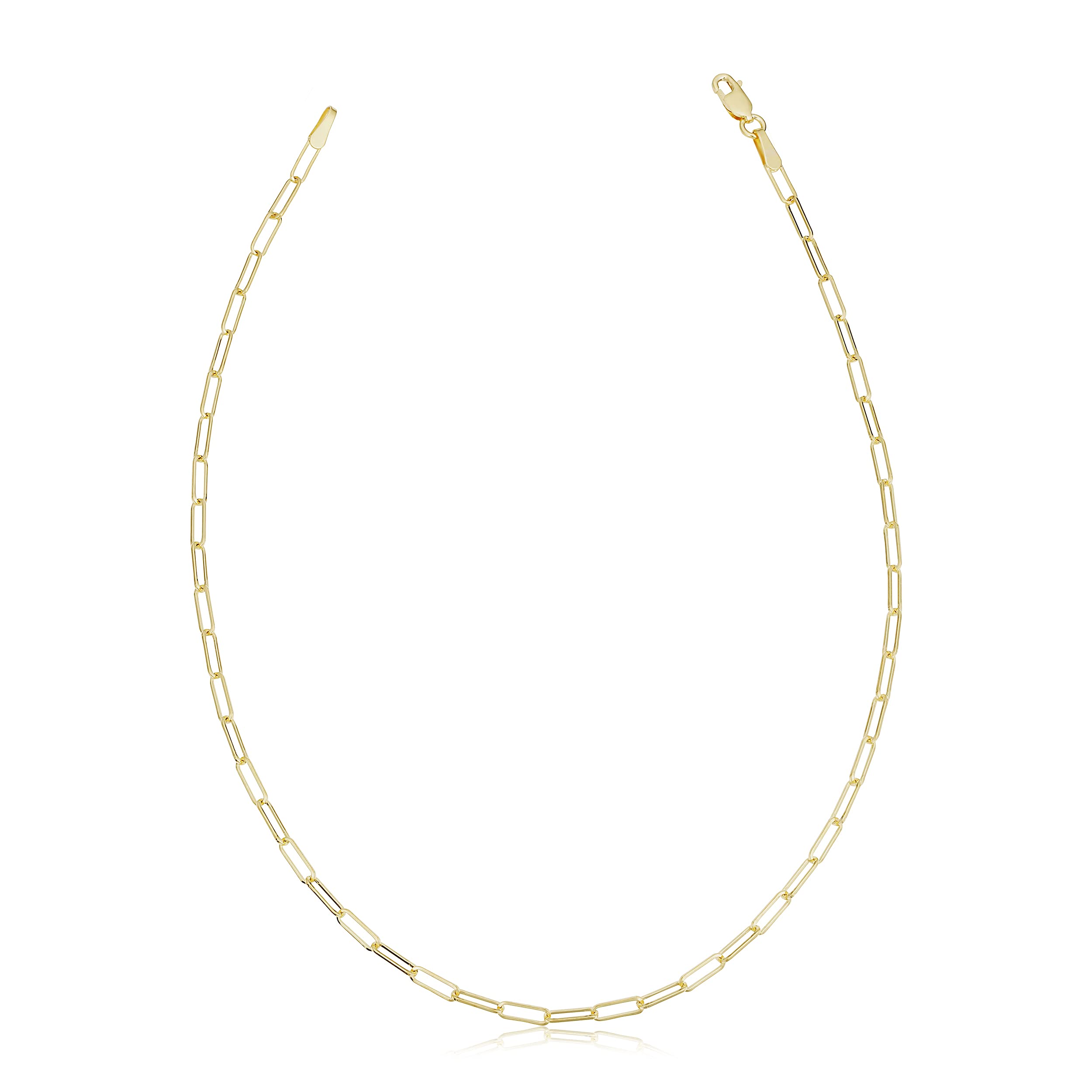 14K Yellow Gold Paperclip Chain Ankle Bracelet for Women - 2mm Thin Minimalist Anklet (10 Inch) - Perfect for Everyday Wear, Beach Outfits & Special Occasions
