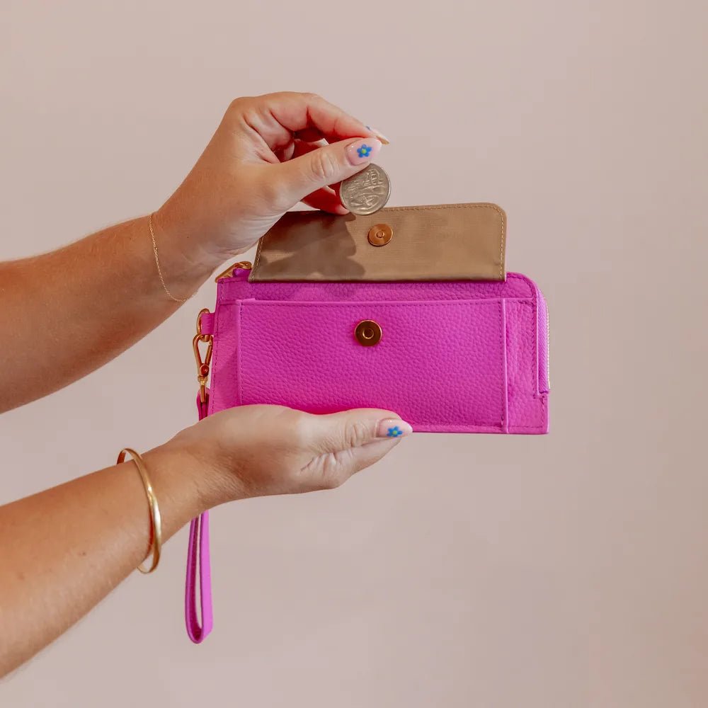 Slim Leather Wallet for Men & Women - RFID Blocking, Minimalist Design, Fuchsia Pink - Perfect for Daily Use, Travel & Gifting