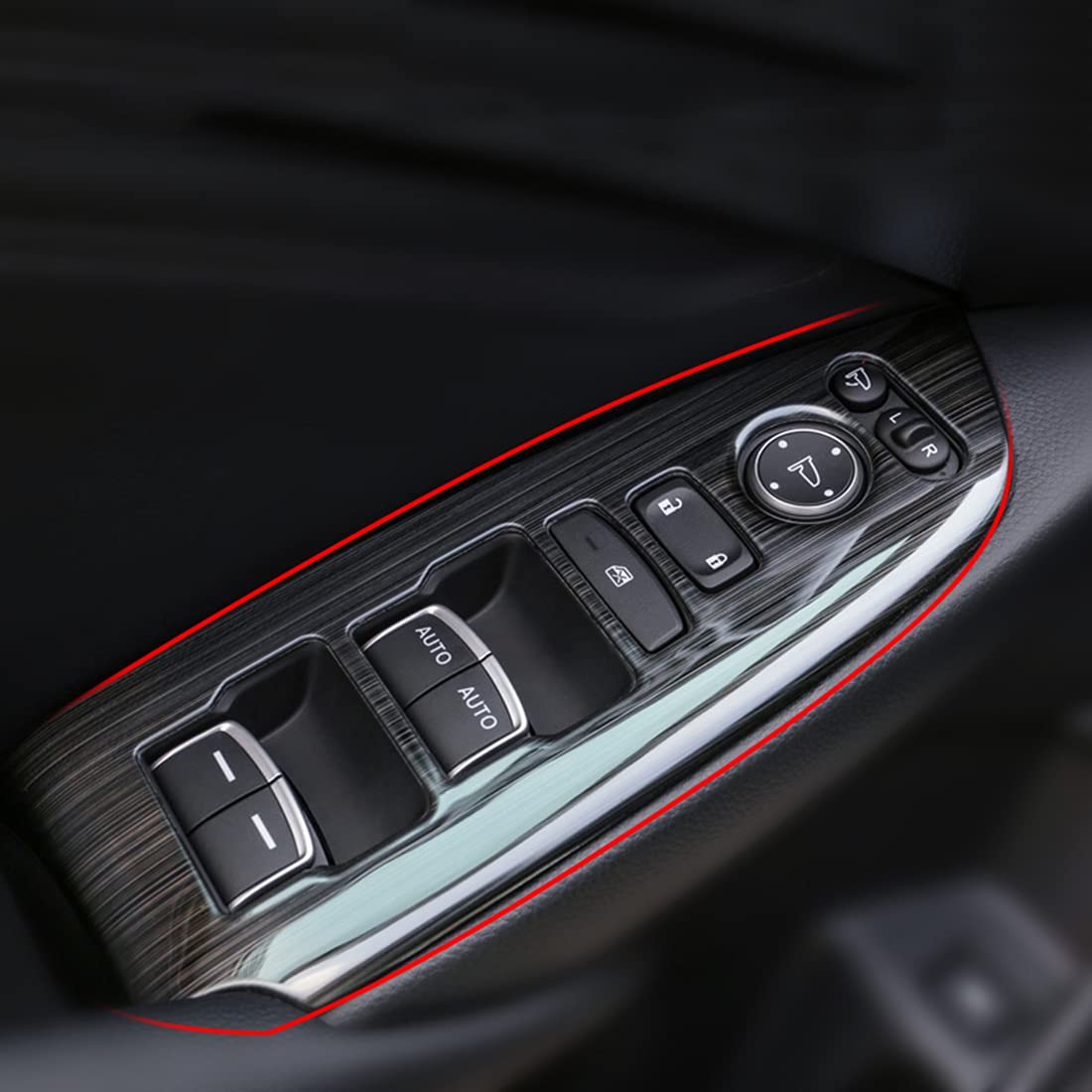 4-Piece Car Interior Door Window Control Panel Cover Trim Set - Brushed Black - Compatible with Honda Accord 2018-2022 Models - Upgrade Your Vehicle Interior - Perfect for Car Enthusiasts & DIY Auto Detailing