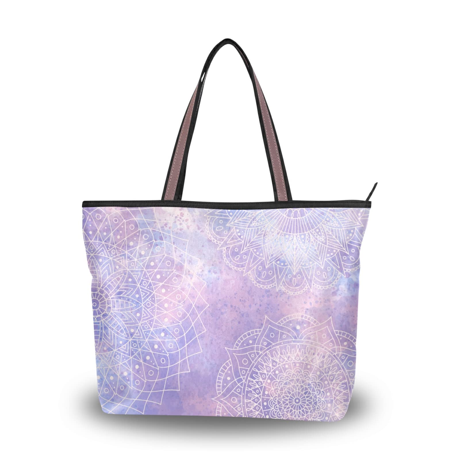 Eco-Friendly Mandala Watercolor Tote Bag for Women - Reusable Shoulder Handbag for Beach, Travel & Shopping | Perfect for Yoga, Work & Daily Use