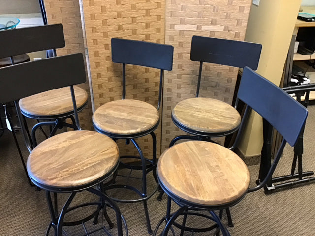 Set of 5 Modern Bar Stools for Kitchen Island - Adjustable Height Counter Stools with Padded Seat - Perfect for Dining, Breakfast Nook & Home Bar Decor