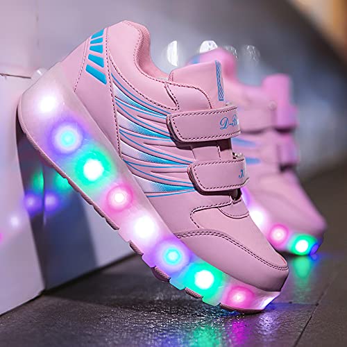 Kids Roller Shoes with 2-Wheel Roller Skates - Sport Sneakers with USB Charging & LED Lights for Boys & Girls - Perfect for Outdoor Play, School & Skate Parks