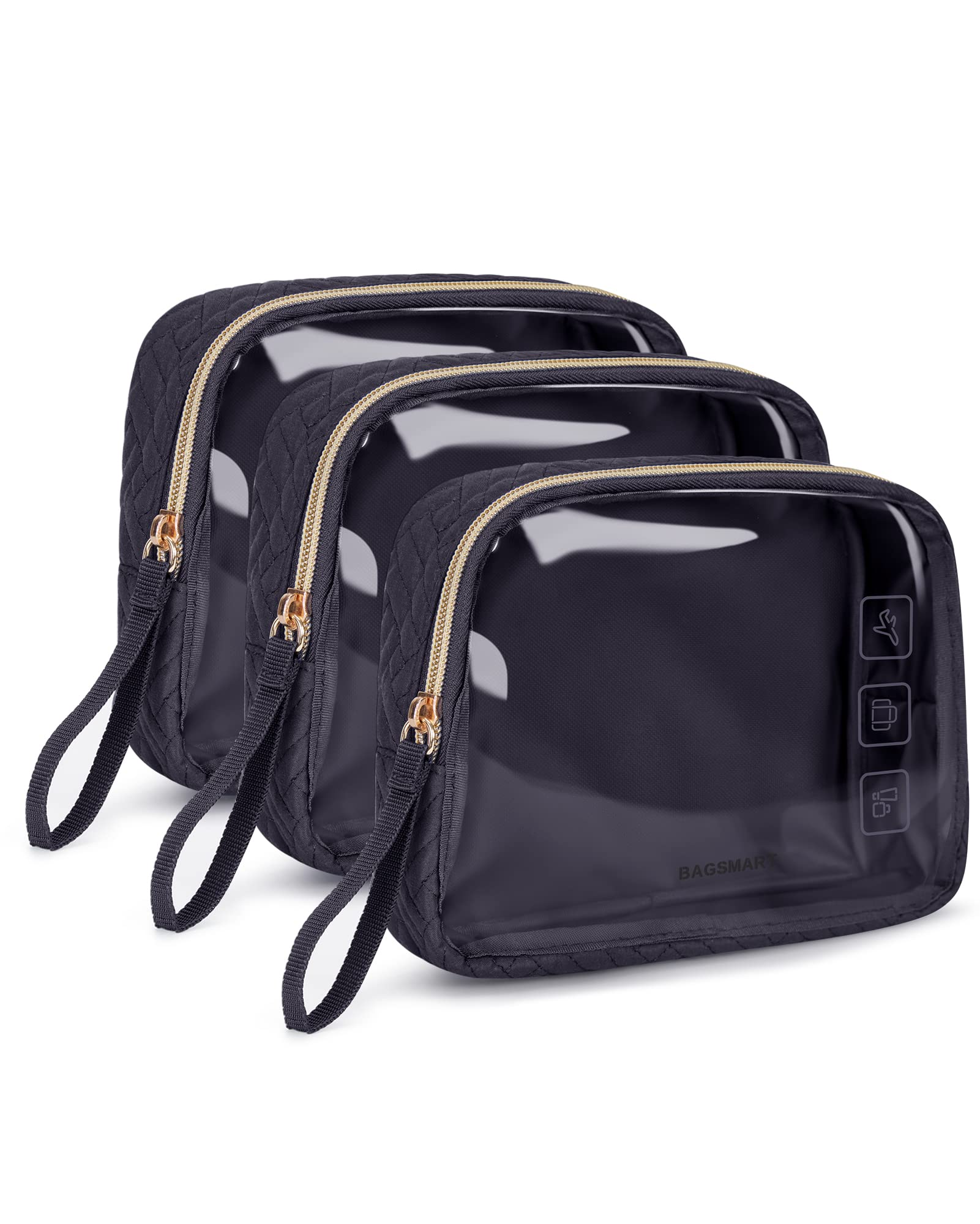 BAGSMART TSA Approved Toiletry Bag 3-Pack - Clear Travel Cosmetic Organizer for Carry-On Essentials - Perfect for Air Travel & Vacation