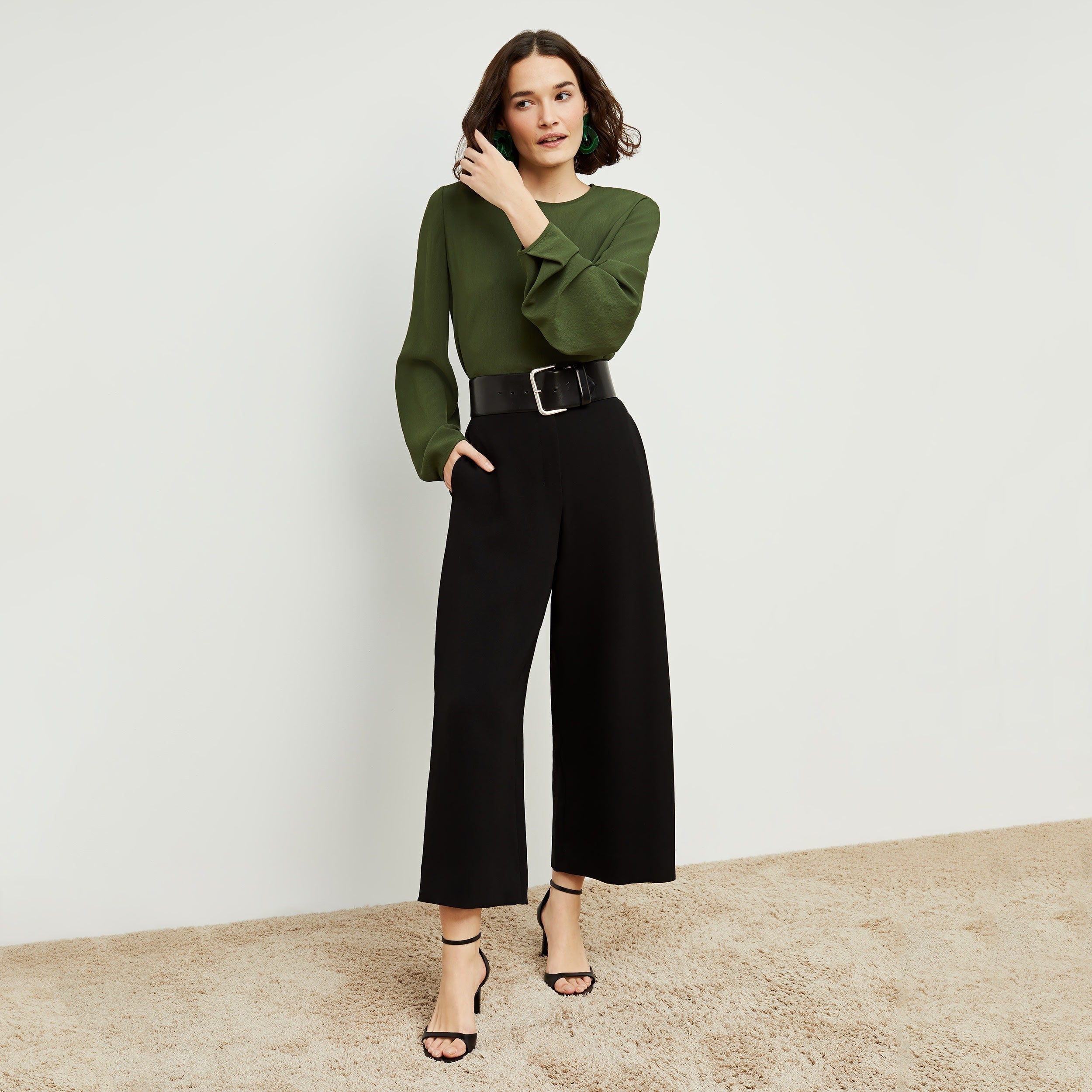 Eco-Friendly Soft Wave Culottes for Women - Comfortable & Stylish Black High Waist Palazzo Pants - Perfect for Casual Wear, Office & Travel