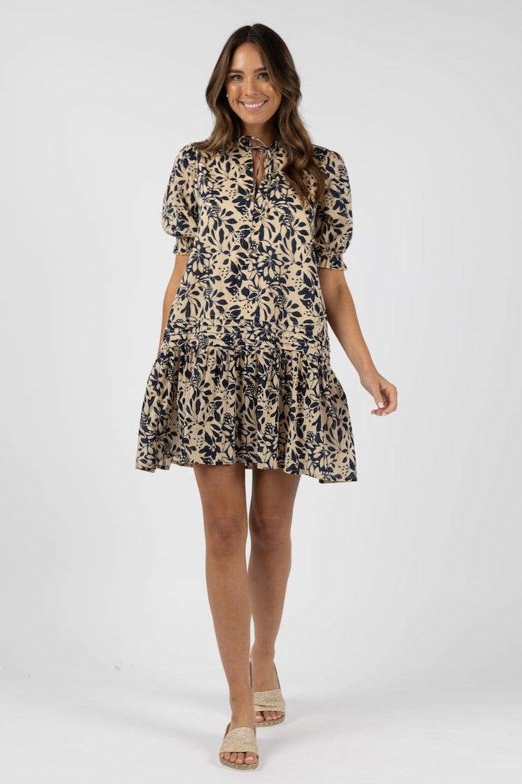 Eden Navy Print Shift Dress - Floral Summer Dress for Women, Casual Office Wear & Beach Vacation Outfit