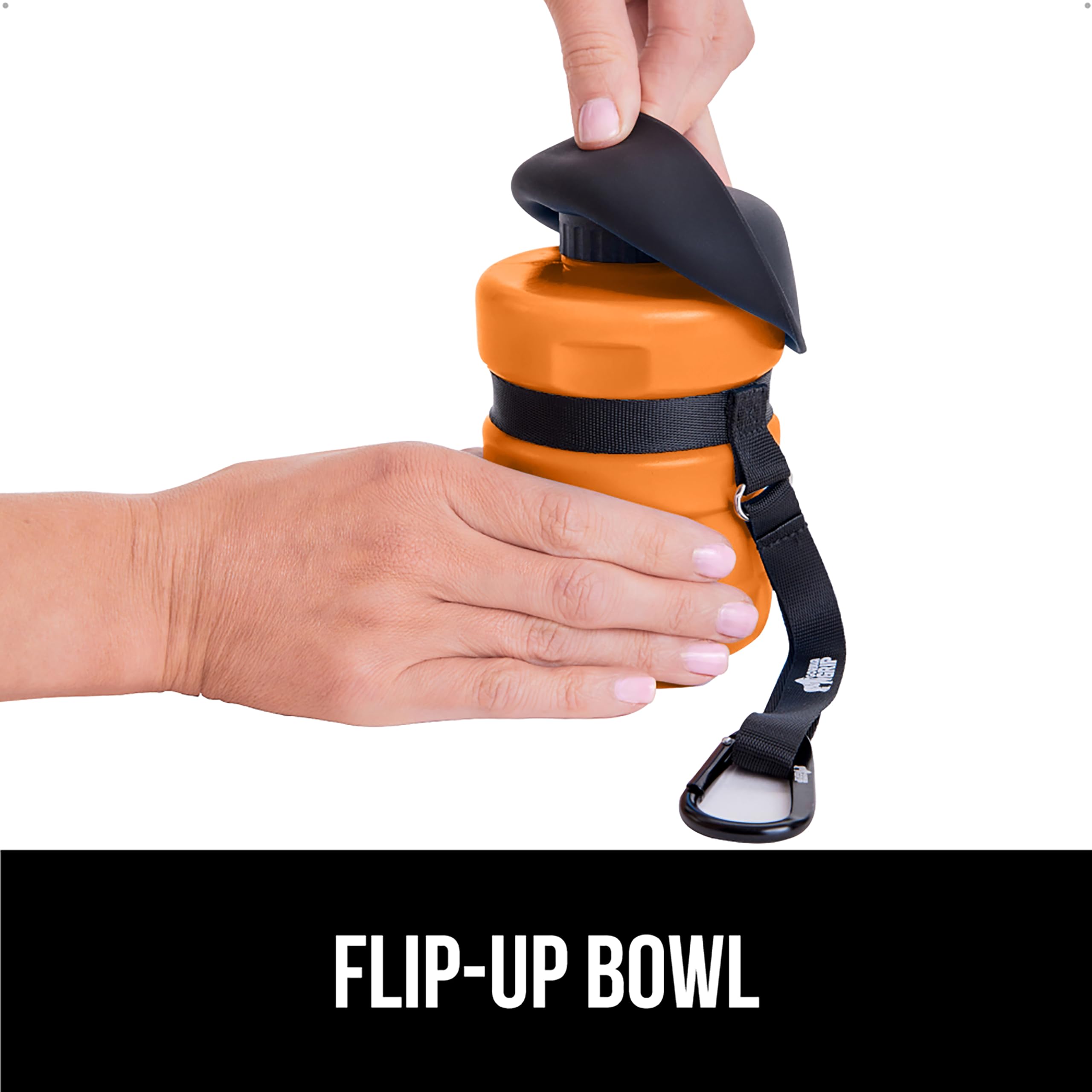 GORILLA GRIP 20oz Leak Proof Dog Water Bottle with Portable Bowl - BPA Free Food Grade Silicone Pet Travel Squeeze Bottle for Hiking, Camping & Outdoor Adventures - Essential Puppy Accessories (Orange)