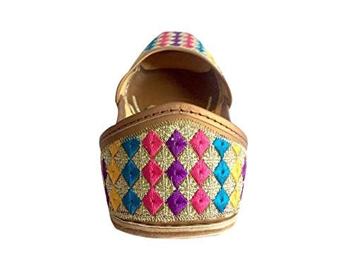 Women's Phulkari Punjabi Jutti Khussa Shoes - Handmade Ethnic Mojari Footwear for Weddings & Festivals (Bridal, Cultural Events, Boho Fashion)