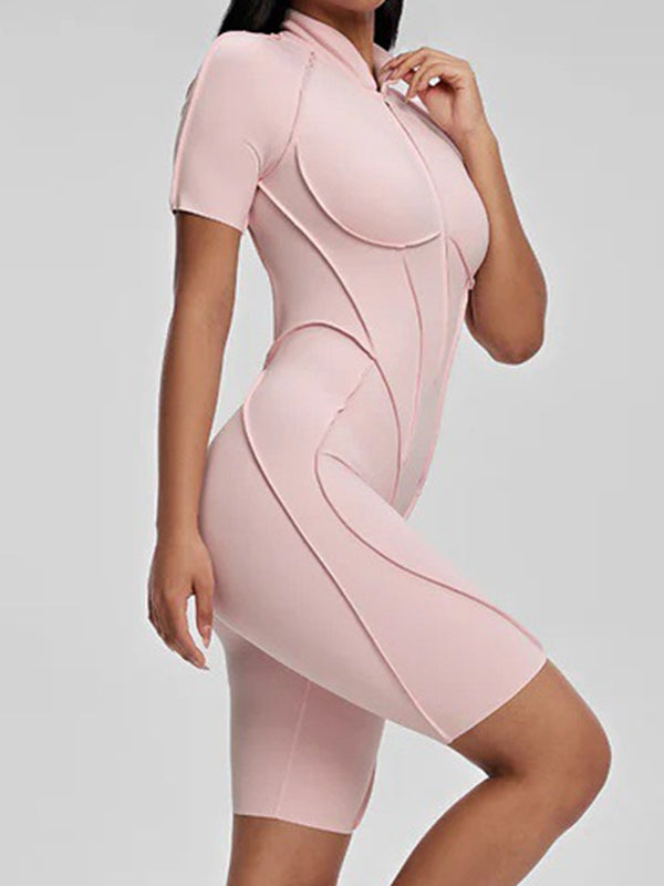 ZASUWA Women's Sexy Backless Zipper Scrunch Bum Romper Jumpsuit - Perfect for Night Out, Club Wear & Summer Party Outfits