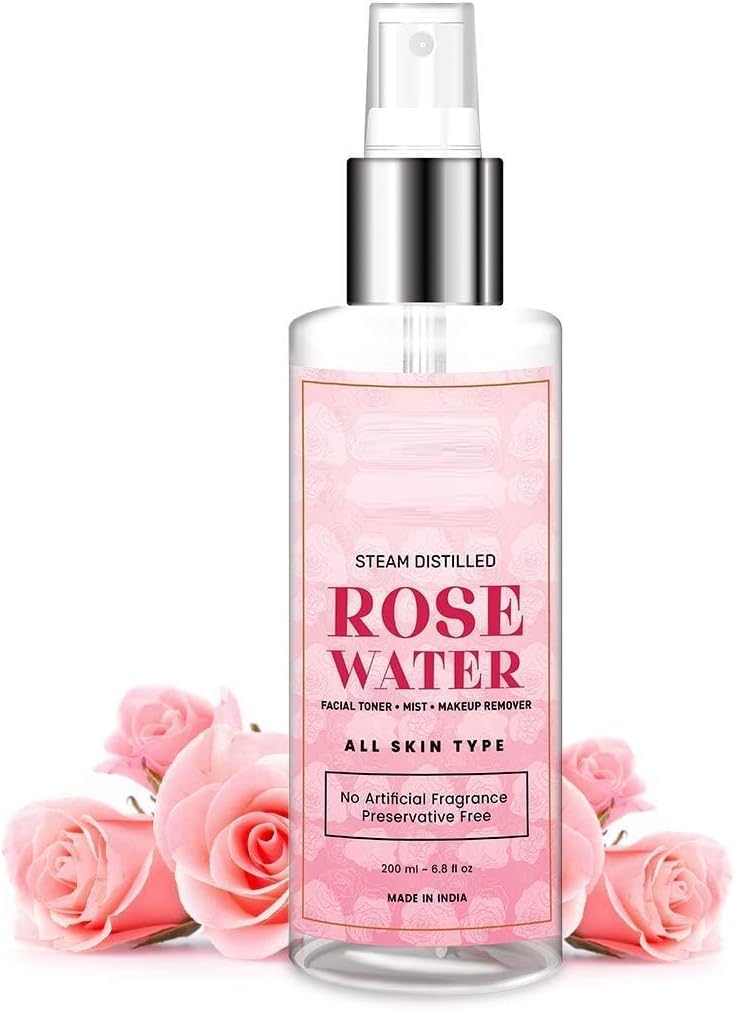 NC Rose Water - 200ml | Natural Rose Water Facial Spray & Toner | Alcohol-Free Face Mist for Hydration & Makeup Removal | Suitable for All Skin Types (Women & Men) | Perfect for Daily Skincare, Post-Workout Refresh & Travel Essentials