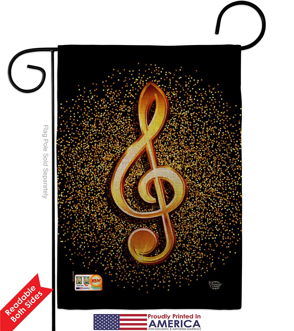 Music Clef Burlap Garden Flag Set - Double-Sided Yard Decor for Music Lovers