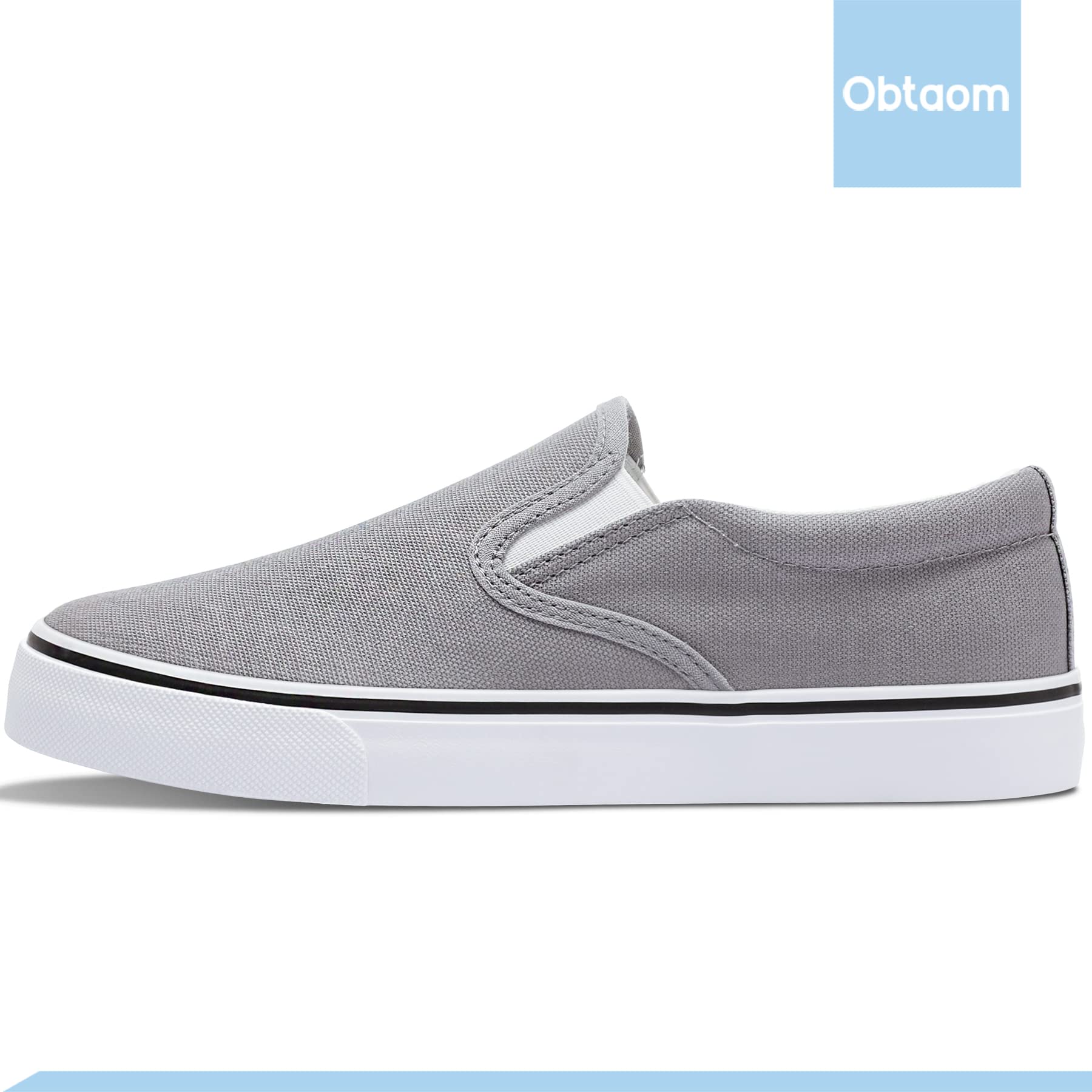 Obtaom Women's White Sneakers - Slip On Canvas Loafers for Women, Low Top Comfortable Casual Shoes - Perfect for Walking, Work, and Everyday Wear