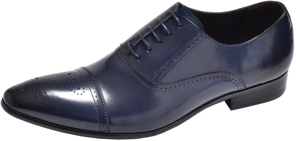 Premium Men's Leather Cap-Toe Medallion Lace-up Dress Shoes - Black, Brown, Coffee, Dark Navy | Formal Business, Wedding & Office Wear