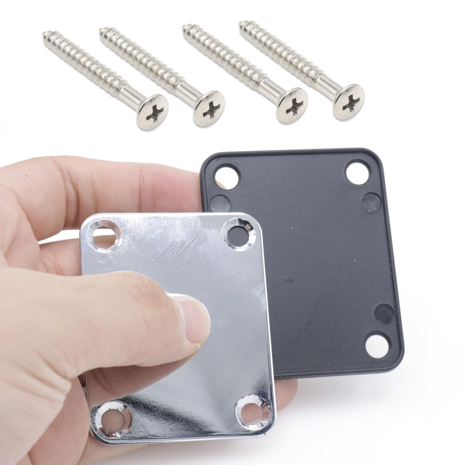 Premium Silver Electric Bass Guitar Neck Plate - Heavy Duty Reinforcement for Fender Style Stratocaster & Telecaster Bass Guitars | Perfect for Guitar Repair, Custom Builds & Instrument Upgrades