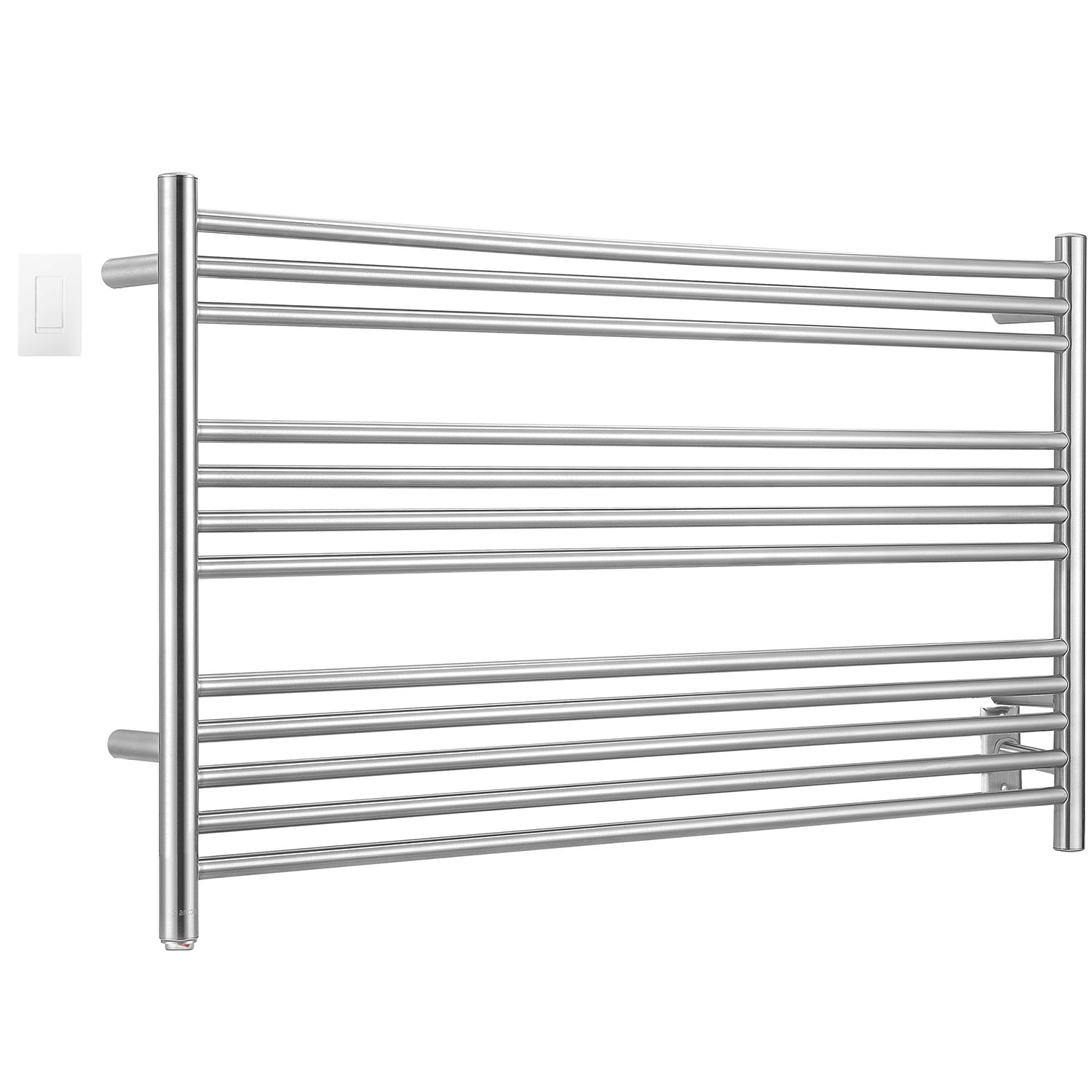 Ancona Amplia Dual 12 Bar Hardwired & Plug-in Electric Towel Warmer - Brushed Stainless Steel with WiFi Timer - Perfect for Bathroom, Spa & Luxury Home Use