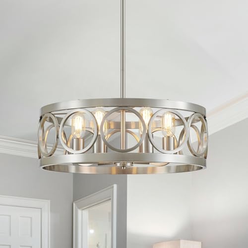 Nickel Drum Chandelier-6 Light