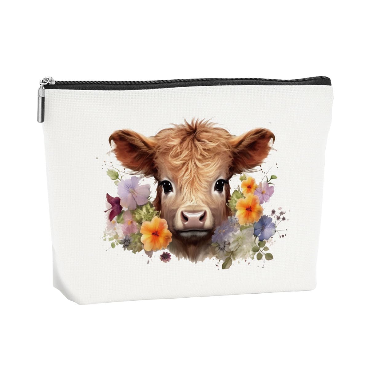 Vintage Cow Print Makeup Bag - Western Style Cosmetic Pouch for Women & Girls | Floral Cow Pattern Travel Organizer | Perfect Gift for Mom, Sister, Best Friend (Christmas, Birthday, Friendship) | Great for Travel, Daily Use & Cow Lovers Accessories