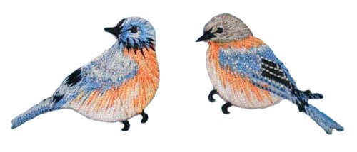 ID 0525AB Iron-On Bird Applique Patch - Set of 2 - DIY Craft, Clothing & Accessory Embellishment for Hats, Jackets & Bags