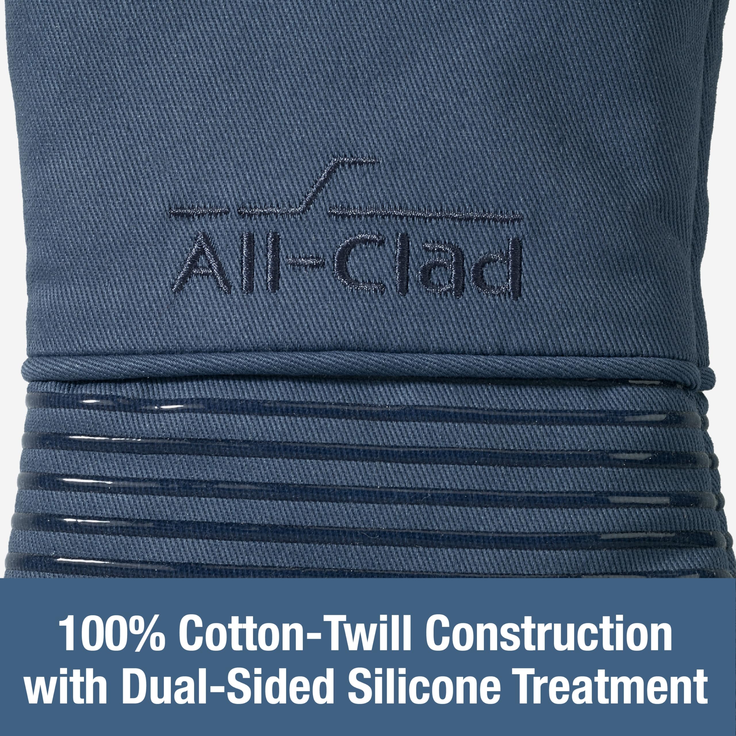 All-Clad Premium Silicone Oven Mitts - Heat Resistant to 500°F, 100% Cotton & Silicone Kitchen Gloves, 14
