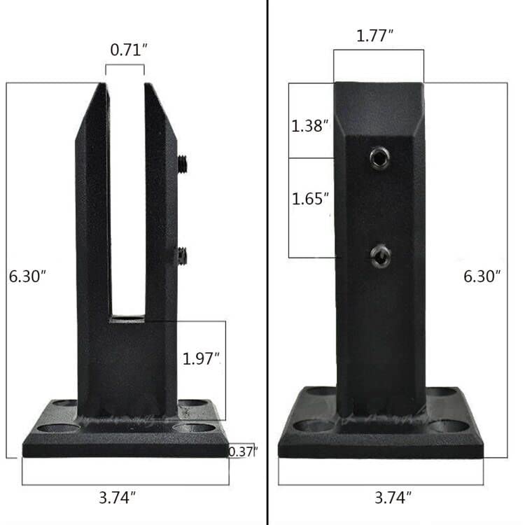 Premium 304 Stainless Steel Frosted Black Glass Clamp for Stair Railing Post & Fence Railing - Heavy Duty Square Pool Fence Floor Panel Glass Bracket (2-Pack) - Perfect for Modern Home, Commercial & Outdoor Safety Railings