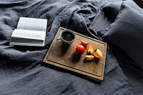 Premium Charcoal Gray Cotton Bedding Set - 3 Piece Washed Cotton Duvet Cover & Pillowcases - Soft Queen Size Bedding Set for Cozy Sleep & Stylish Bedroom Decor