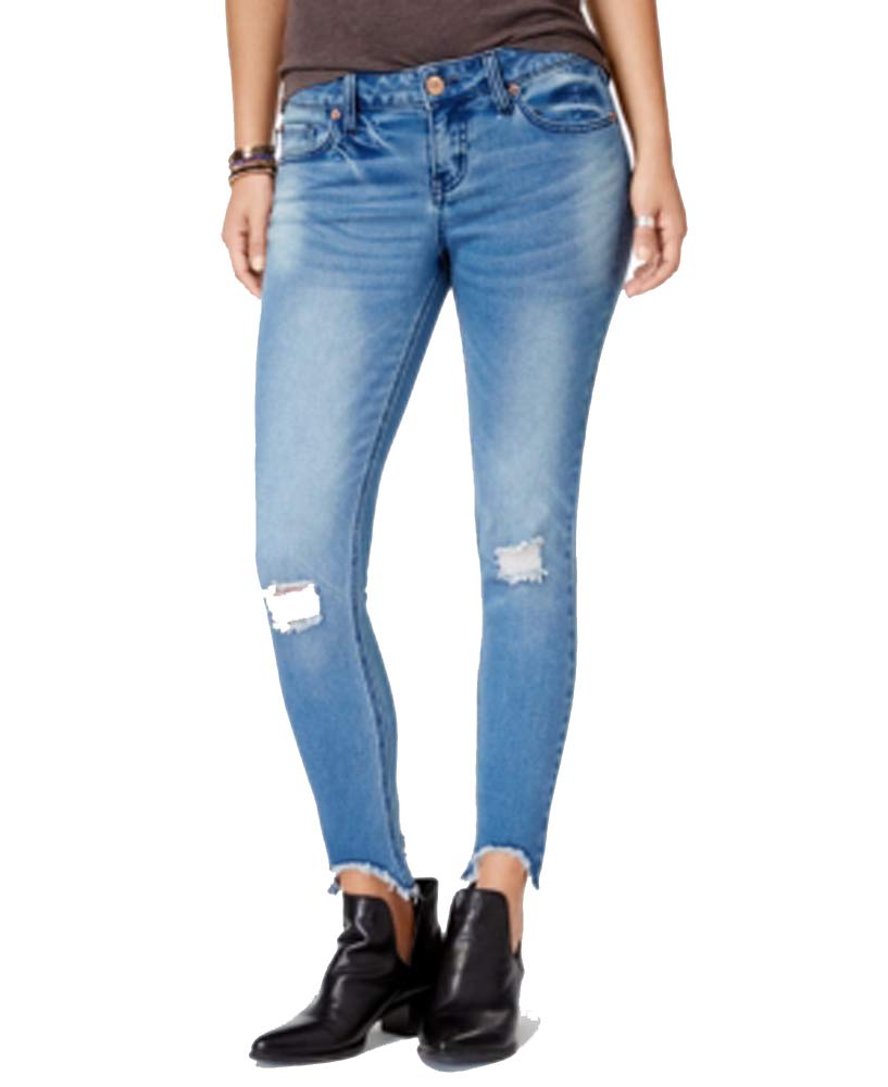 Rampage Juniors' Ripped Skinny Ankle Jeans for Women - Trendy Distressed Denim Pants for Casual Wear & Street Style Outfits