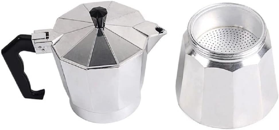 Italian Moka Pot Stovetop Espresso Maker - 3 Cup Silver for Home & Office Brewing
