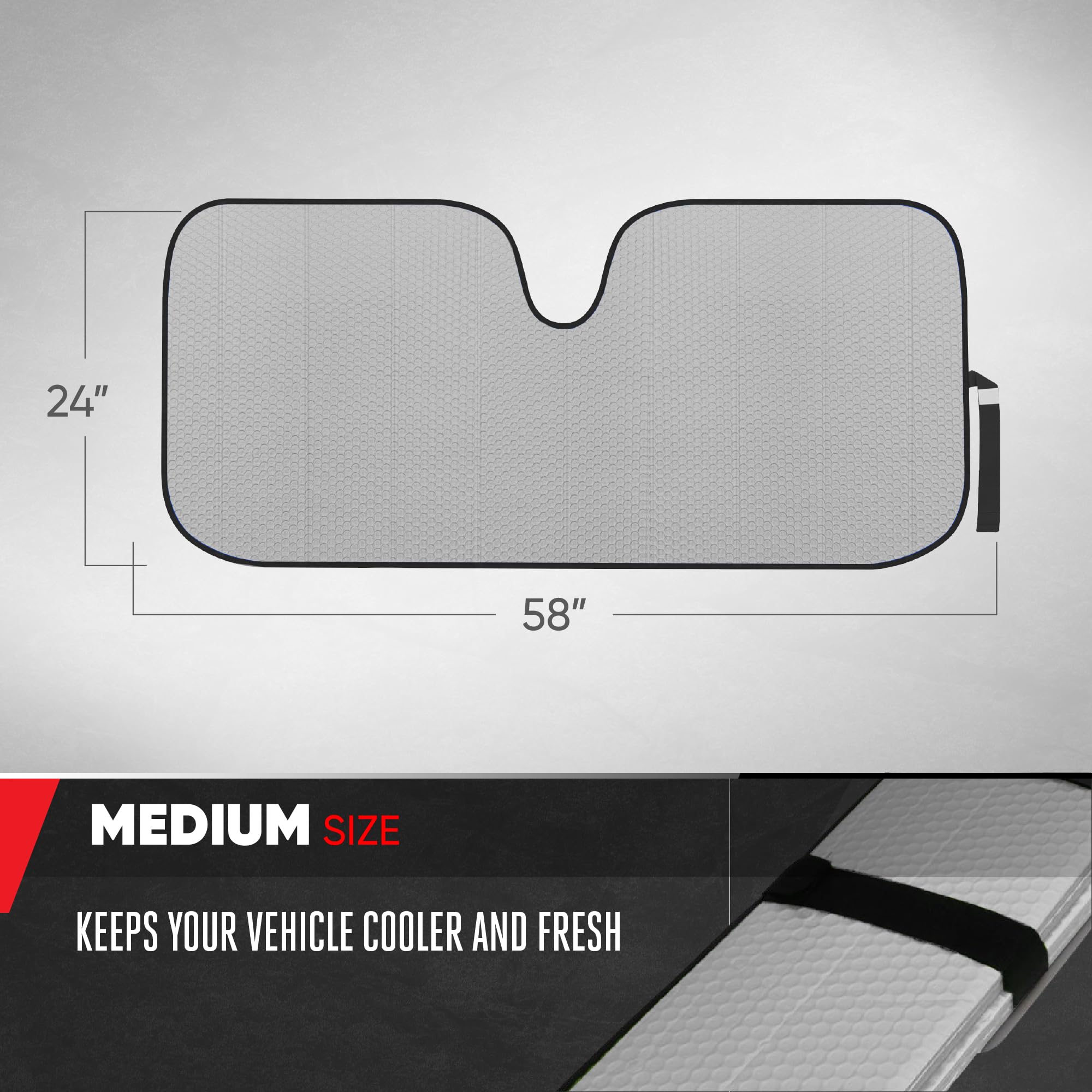Motor Trend Accordion Gray Car Windshield Sun Shade - 58