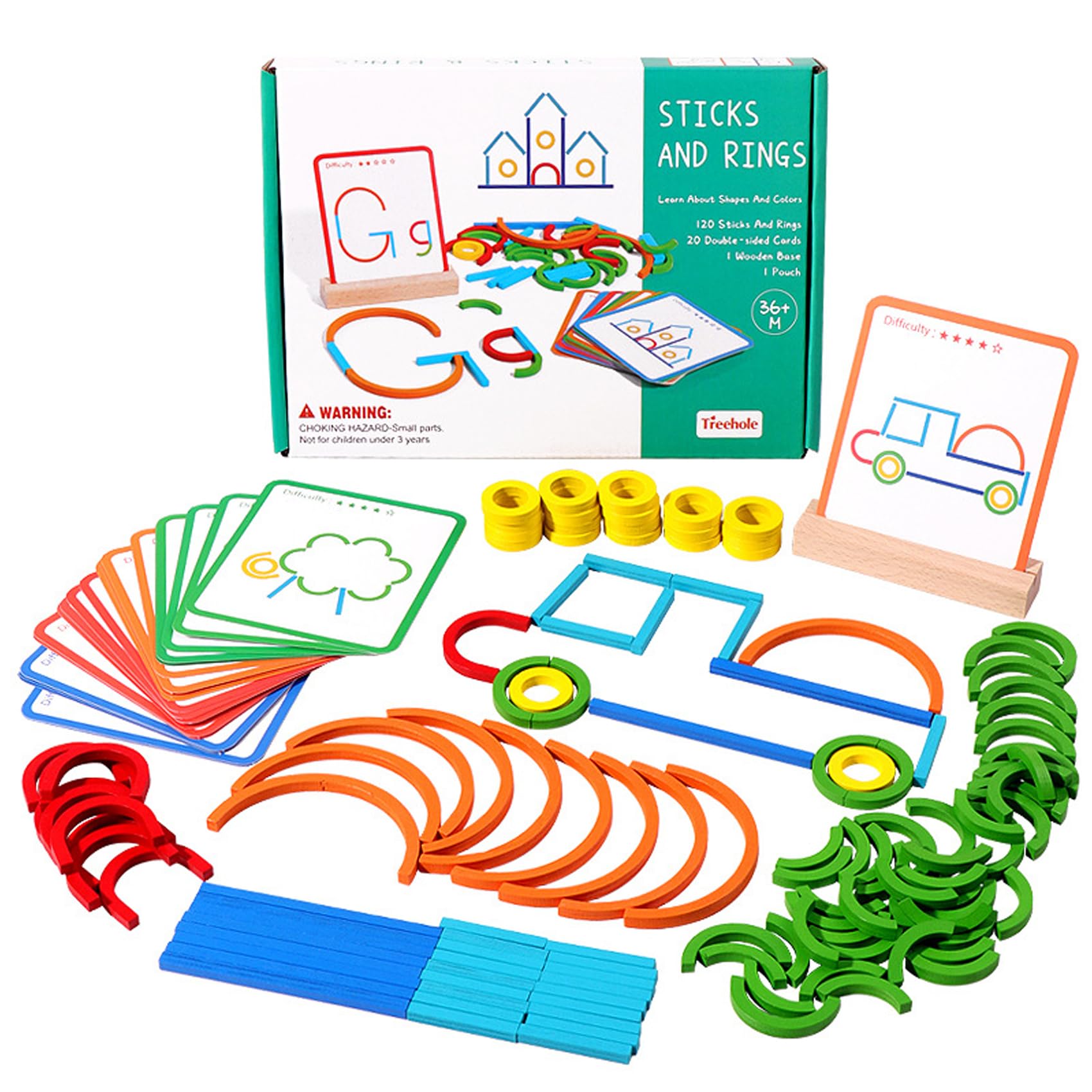 Creative Sticks & Rings Puzzle Toy Set - Montessori Matching Game for Preschoolers | Early Learning Educational Toys for Fine Motor Skills, Color Recognition & Hands-On Development | Perfect for Toddler Playtime, Classroom Activities & Homeschooling
