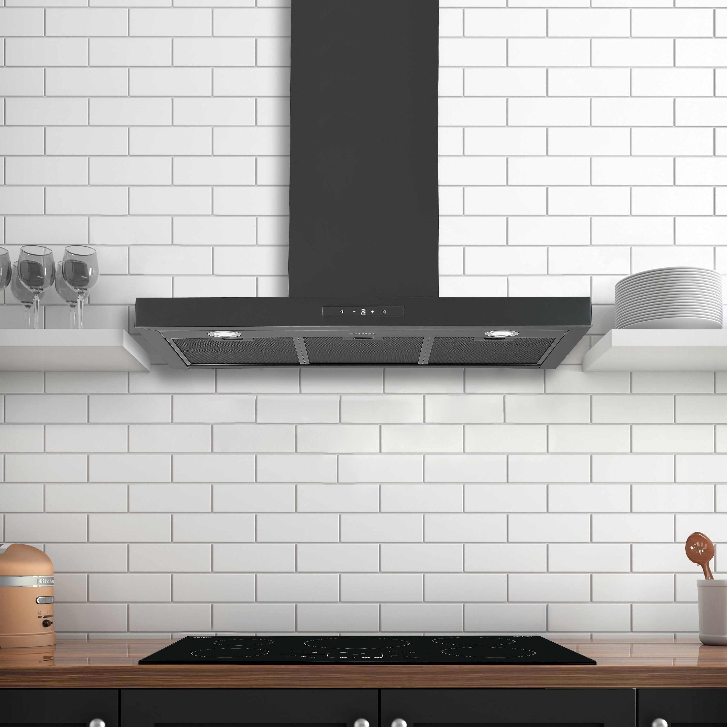 Ancona 36-Inch 440 CFM Convertible Wall Mount Range Hood in Matte Black - Powerful Kitchen Ventilation for Gas Stoves & Cooking Areas