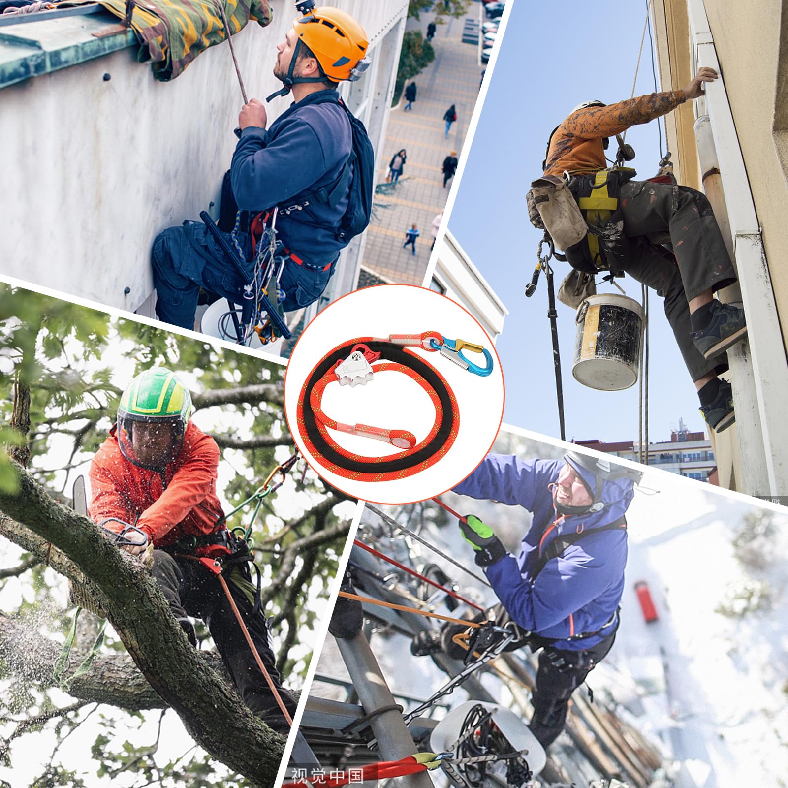 Professional Adjustable Climbing Safety Lanyard - Fall Protection Rope for Tree Climbing & High Altitude Work - Ideal for Arborists, Rock Climbing & Construction Safety Gear