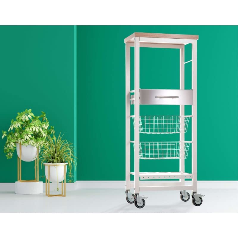 DON HIERRO - 3-Tier Metal Rolling Cart with Storage, Stainless Steel Kitchen Utility Cart on Wheels - Perfect for Kitchen Organization, Bathroom Storage, or Office Supplies